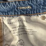 American Eagle  SZ 4 Tomgirl Jeans Button-Fly Distressed Rips Whiskered Mid-Rise Photo 9