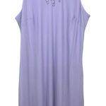 Roamans Maxi Dress Womens 34W‎ Purple Floral Embroidered Neck Sleeveless *Stains Photo 0