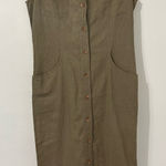 Rafaella Vintage 90s  Button Front Sleeveless Midi Linen Cotton Shirt Dress Sz 10 Photo 0
