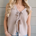 GRACE LILLY BOUTIQUE Lisa Tie Front Sweater Vest Pink Photo 0