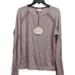 Knox Rose  Waffle Knit Pullover Henley Boho Hippie Sweatshirt Photo 0