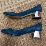 Karl Lagerfeld  Navy Velvet Now Silver Block Heel Loafers US 9.5 Photo 2