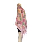 Mexican Artisan Reversible Woven Poncho Pink Multicolor Festival Boho Wrap Photo 5