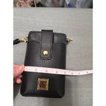 Stone Mountain Black Pebble Leather Phone Crossbody Bag Wristlet Strap Gold Logo Photo 9