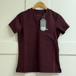 FIGS  Sona FORMx Slim V-Neck Scrub Top in Burgundy, Size X-Small Photo 7
