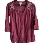 Knox Rose Size XS Boho Shirt Floral Lace Bell Sleeve Blouse Photo 0