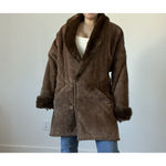 Vintage Spiegel Suede Leather Coat Faux Fur Lined Chocolate Brown Jacket Size M Photo 15