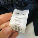 John + Jenn  Black Navy Blue Striped Turtleneck Sweater M Medium Eyelet Crochet Photo 5