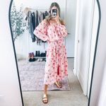 Alexis Tilia Pink Floral Off the Shoulder Tiered Midi Dress Photo 6