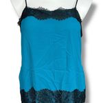 Mossimo Womens Camisole Tank Top Spaghetti Strap Lace Accent Teal Green Black XL Photo 0