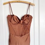 House Of CB • Myrna Chocolate Satin Corset Slip Dress brown bustier boned bodice Photo 4