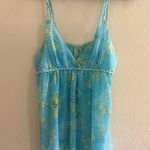 Oscar de la Renta  blue floral tank blouse sz L Photo 0