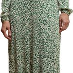 Mango  Floral Crinkle Long Sleeve A-Line Dress Photo 3