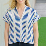 Brooke Wright Blue‎ Ticking top size medium Blue Photo 0