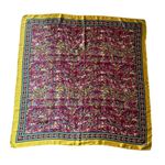 Vintage Oversized Silky Satin Square Scarf Equestrian Print Purple Green Speckle Photo 5