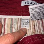IZOD  Striped Cargo Pants Size 6 Cropped Maroon Green Khaki Beige Photo 2