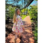 LA MAISON TALULAH Pink White Tea Time Floral Lace Trim Mini Dress Size XS Photo 4