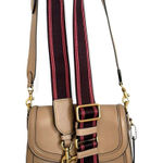 Coach  Beat Saddle Bag in Taupe Glovetanned Leather Two Crossbody Straps EUC Photo 0