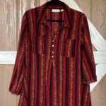 Rebecca Malone  Red and Black 1/2 Button Down Shirt. Sleeves up/down SIZE XL Photo 0