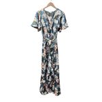 Baltic Born NEW Sicily Satin Short Sleeve Maxi Dress Floral Blue Large L NWT Photo 3
