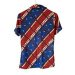 Vintage 70s Disco Equestrian Horse Print Blue Red Button Down Shirt large Photo 4