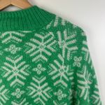 Old Navy  Mock‎ Neck Sweater Green Snowflake Size XXL Tall Holiday Christmas Cozy Photo 2