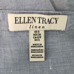 Ellen Tracy  Sleeveless Blue Linen Tunic with Gold Zipper Size Small Linen Top Photo 5