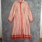 Ann Taylor Chain Print Equestrian Print Pleated Midi Dress Womens Size 6 Photo 3