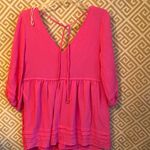 Mustard Seed Fuchsia V-Neck Mini Dress with Tie Photo 6