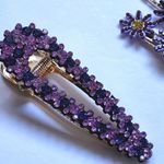 Set of Purple Crystal Flower Hair Clips Photo 1