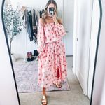 Alexis Tilia Pink Floral Off the Shoulder Tiered Midi Dress Photo 11