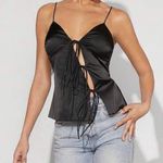 SheIn Tie Front Asymmetric Satin Cami Top Photo 2