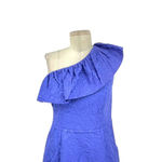 Shoshanna  Ruffle One Shoulder Jacquard Textured Dress Blue Size 4‎ Photo 1