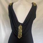 Camille La Vie Beaded Floor Length Gown Sz 6 Black Back Cowl Witchy Glam Goth Photo 6