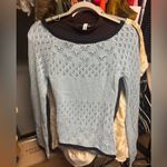 Kimchi Blue Sara Off-The-Shoulder Pointelle Sweater in Blue Size SM NWOT RR $48 Photo 6