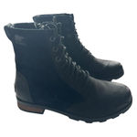 Sorel Emelie Short Lace Waterproof Combat Boots Black Leather Suede 6.5 EU 37.5 Photo 0