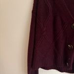 Moral Fiber Burgundy Cable Knit Cropped V Neck Button Cardigan Sweater Women XL Photo 3