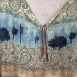 Vintage Y2K Paisley Keyhole Tie Front Tee – Boho 3X Frilly Trim (Sz 3X) Blue Photo 4