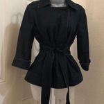 Apostrophe 2000s Y2K Goth Grunge office siren core Black denim fitted blazer jacket belted tie waist 3/4 sleeve & pockets-Size S Measurements in pics Excellent condition Photo 2