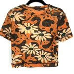 Nanushka Nilo Floral Short Sleeve Cropped Top Arte Povera Size Small Streetwear Orange Photo 1