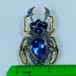 Large Beetle Bug Jewelry Pin Brooch Pendant Faceted Shades of Blue Rhinestones Photo 4