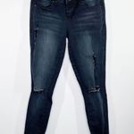 Ymi Dark Wash Blue Cotton Blend Denim Shimmer Detail Ankle Jeans Women's Size 3 Photo 0