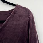 J. Jill Velour Velvet Shift Dress Long Sleeve V Neck Pockets Black Violet Medium Purple Photo 11