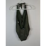 Miss Lola Women’s Olive Green Lace up Halter One Piece Swimsuit Size Large Beach Photo 8