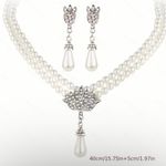 3pcs Earrings Plus Necklace Luxury Jewelry Set Faux Fashion Jewelry‎ Silver Photo 2