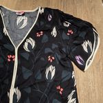 Kate Spade Deco Bloom Crepe Blouse Black Floral Lotus Size M Photo 8