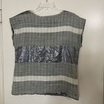 Ace & Jig  gray striped shimmer sleeveless v neck button front top Medium Photo 4