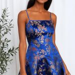 Lulus  Perfect Date Royal Blue Satin Jacquard Sleeveless Mini Dress S NWT Photo 0