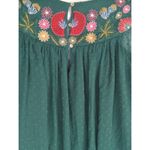 ZARA  Dark Green Floral Embroidered Tassel Tie  Top SMALL Prairie Cottagecore Photo 7
