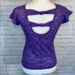 Delia's T-Shirt Cut Out Back Burnout Purple-Small Photo 2